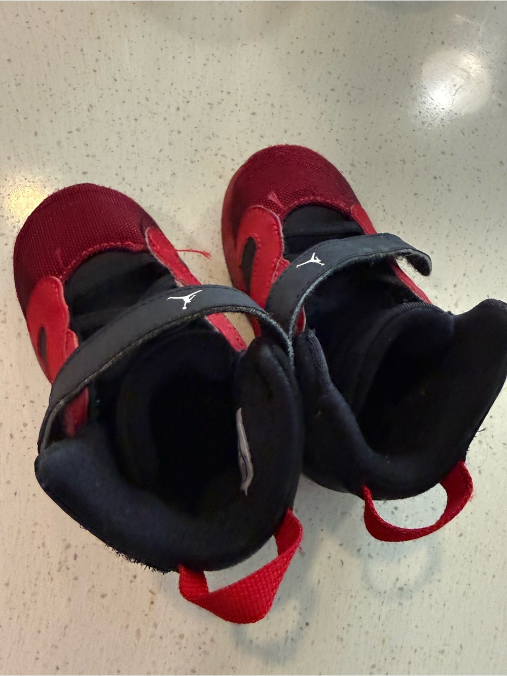Jordan Kids' Red and Black Hook-and-Loop Sneakers